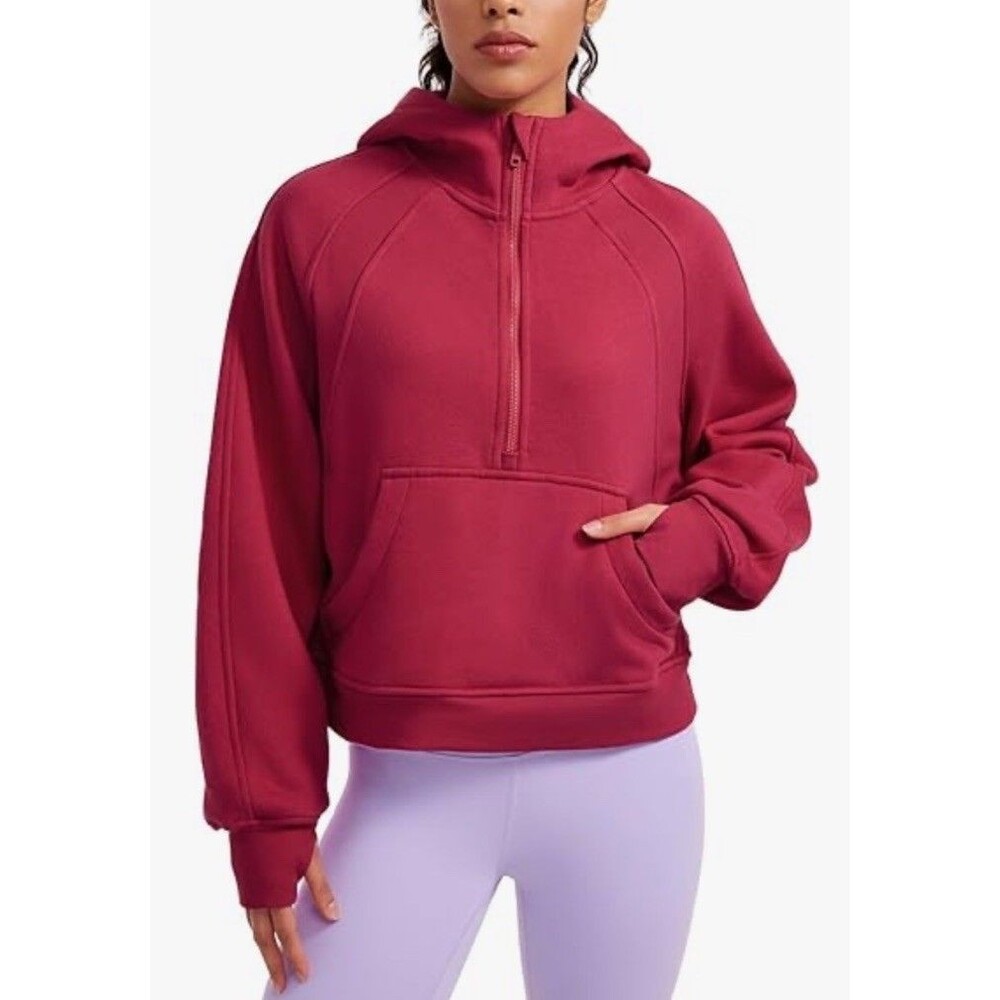CRZ Yoga Half-Zip Hoodie Pullover Pomegranate Pink Large NWT